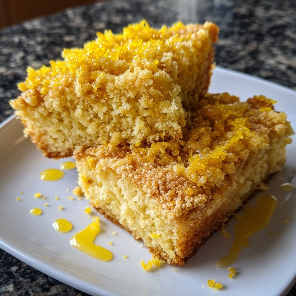 Blechkuchen mit Zitronenstreuseln