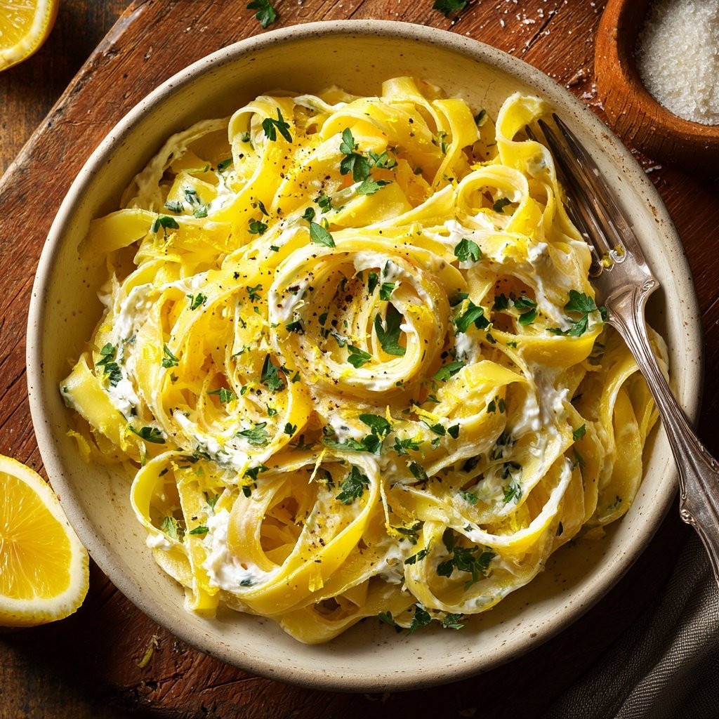 Tagliatelle mit Ricotta und Zitrone