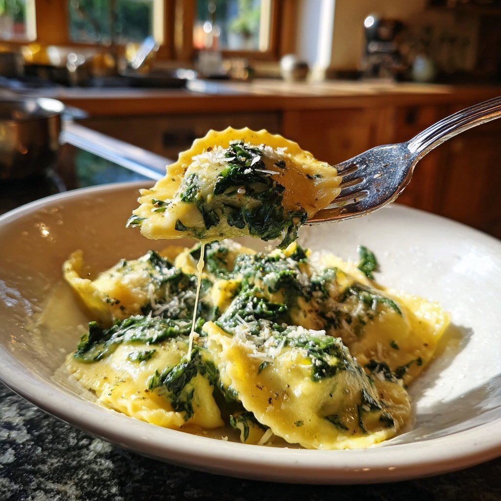 Ravioli mit Spinat und Butter-Salbei-Sauce