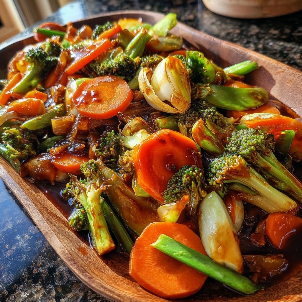 Asiatische Gemüsepfanne mit Sojasauce