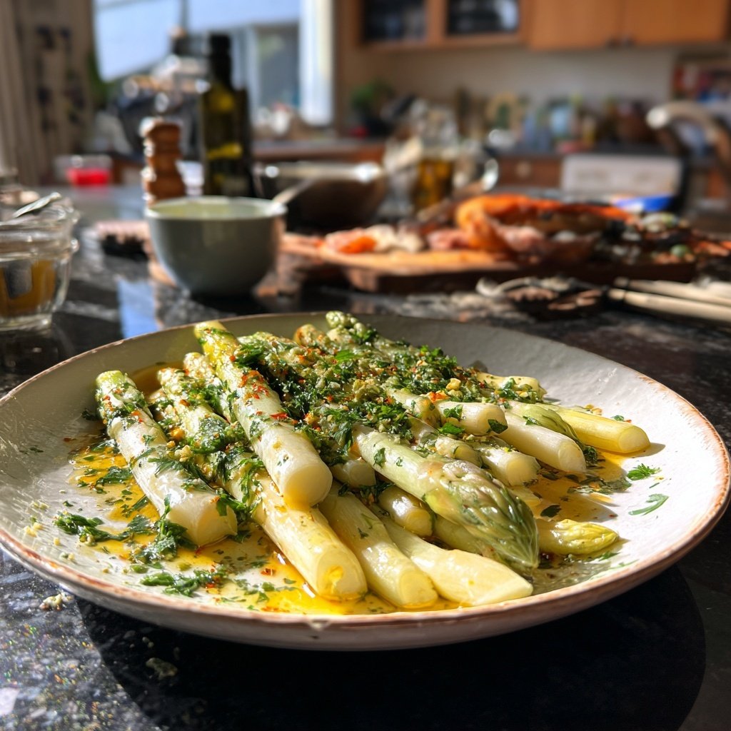 Grüner Spargel Mit Kräuterbutter