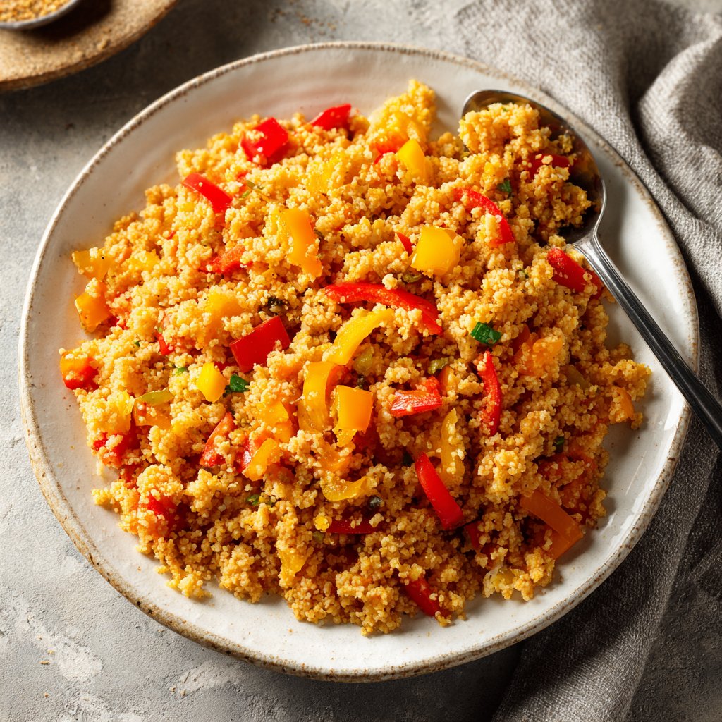 Mittagessen mit Bulgur und Gemüse