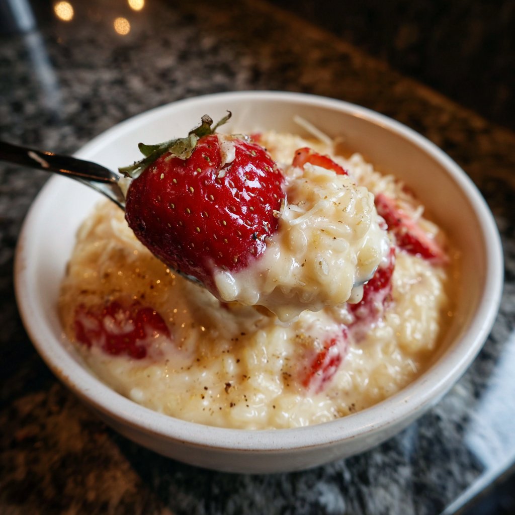 Cremiges Valentinsrisotto mit Erdbeernote